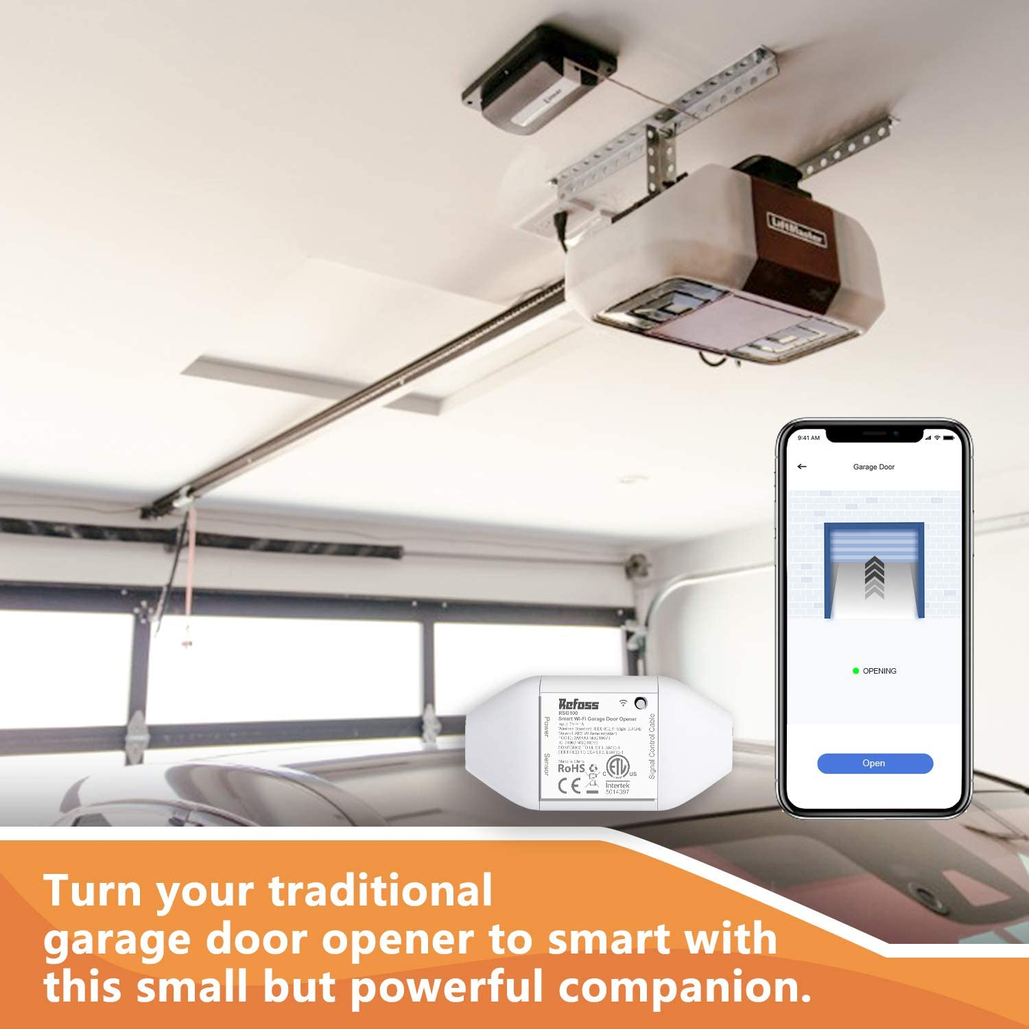 Smart garage door opener system with smartphone integration