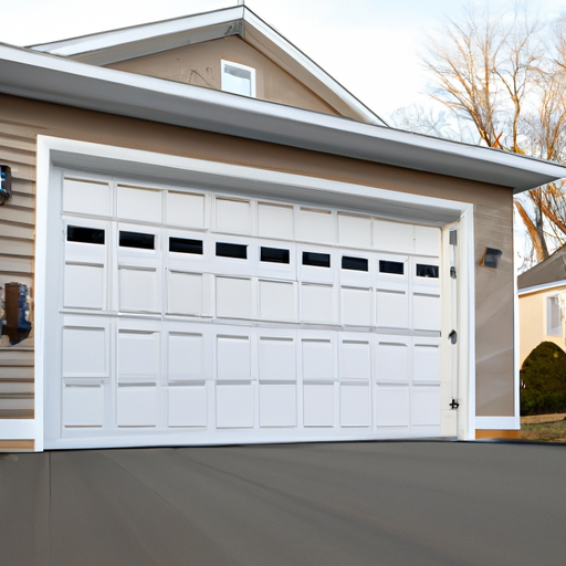 Suburban Westfield, NJ home with a closed insulated garage door at dawn