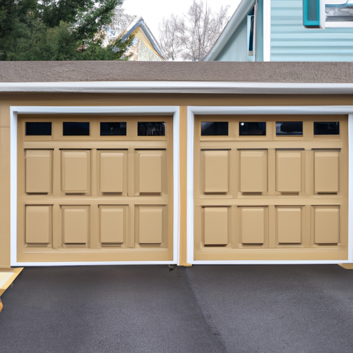 Suburban Westfield driveway showing a closed residential garage door with steel panels and wooden trim in overcast light.
