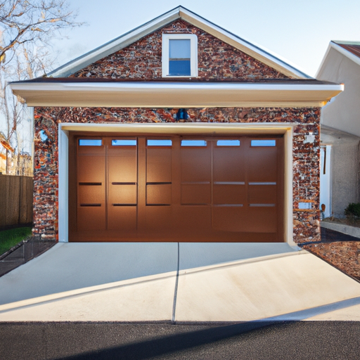 Suburban Westfield, NJ home exterior with a closed modern garage door, driveway and morning light.